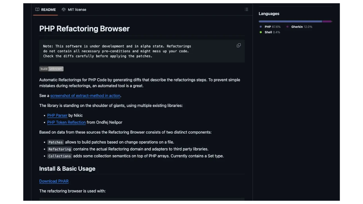 PHP Refactoring Browser