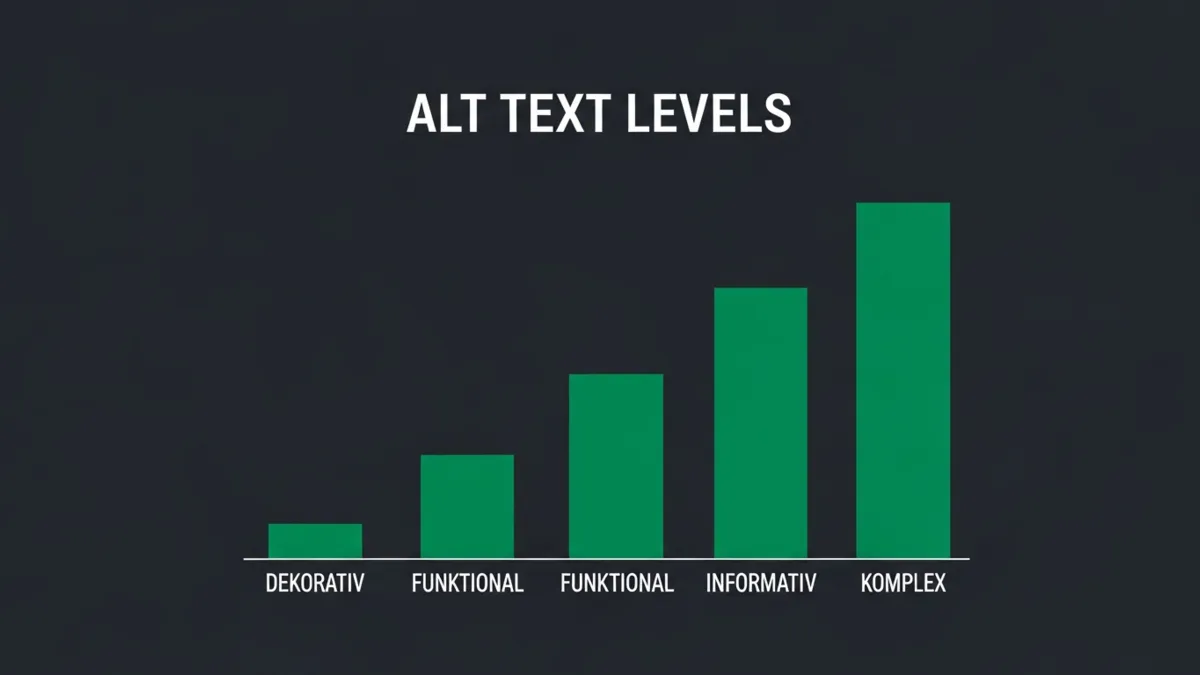 Bar Chart Infografik vier ansteigende grüne Balken zeigt Alt Text Levels 1 bis 4