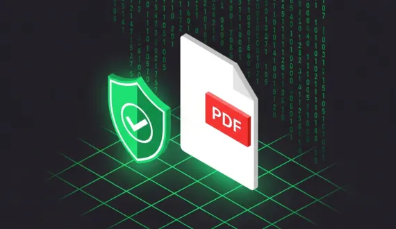 Grünes Schild mit Haken vor barrierefreiem PDF-Dokument und PDF/UA Neon-Text NCA 2026