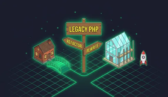 Grüner Wegweiser zwischen Refactoring und Rewrite bei Legacy PHP