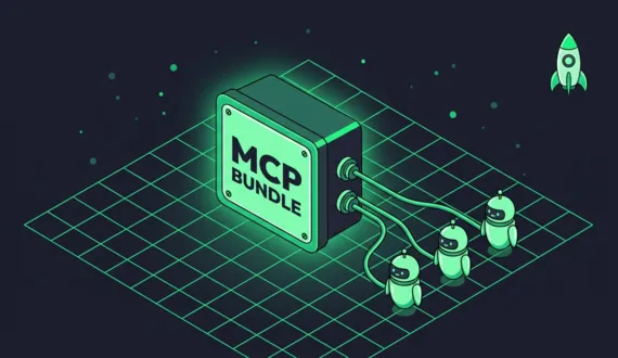 Grüne Verteilerdose MCP BUNDLE mit drei Kabeln zu kleinen Robotern.
