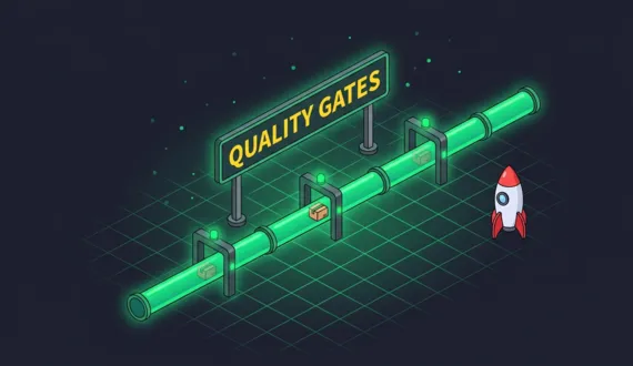 Grüne Pipeline mit Schranken als PHP Quality Gates