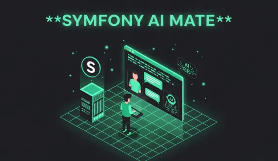 Grüne isometrische Illustration Symfony AI Mate MCP Server Terminal NCA 2026
