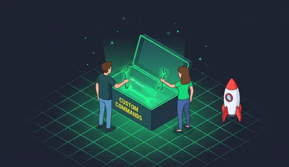 Grüne Werkzeugkiste mit geteilten Werkzeugen für Teams, Custom Commands